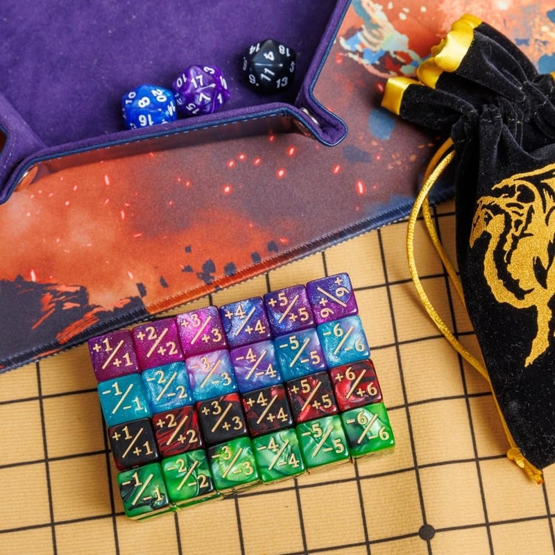 PUGED Magic The Gathering Counter Dice Set with MTG Play Mat and 3 Pcs D20 Rolling Dices 48 Pcs MTG Life Counters Tokens Dices and 7 Pcs Drawstring for Magic Card Game Accessories - Image 3